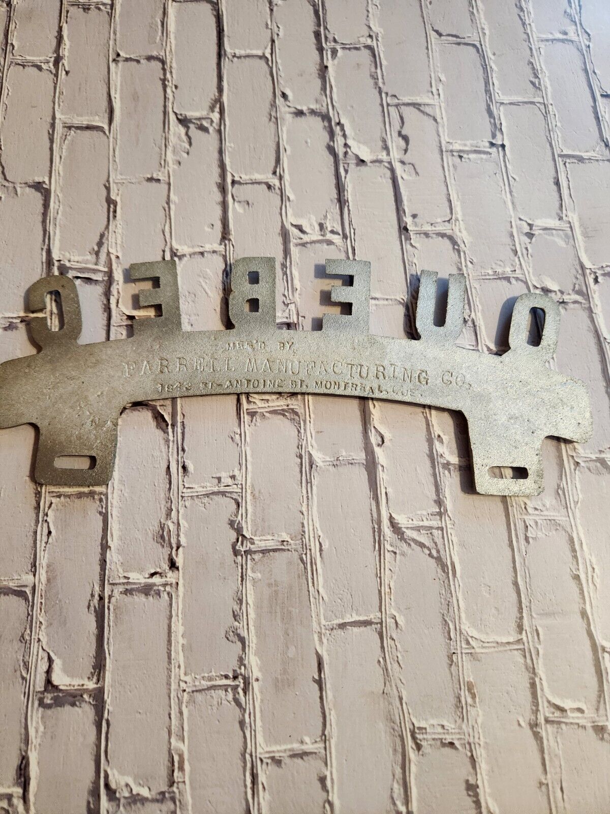 Vintage QUEBEC CANADA License Plate Topper new old stock never been oVintage License Plate Topper Quebec Canada License Plate Topper new old stockThis fine exemple of a vintage topper was made in the 1940's in Montreal by Farrell ManChas Vintage ShopVintage QUEBEC CANADA License Plate Topper