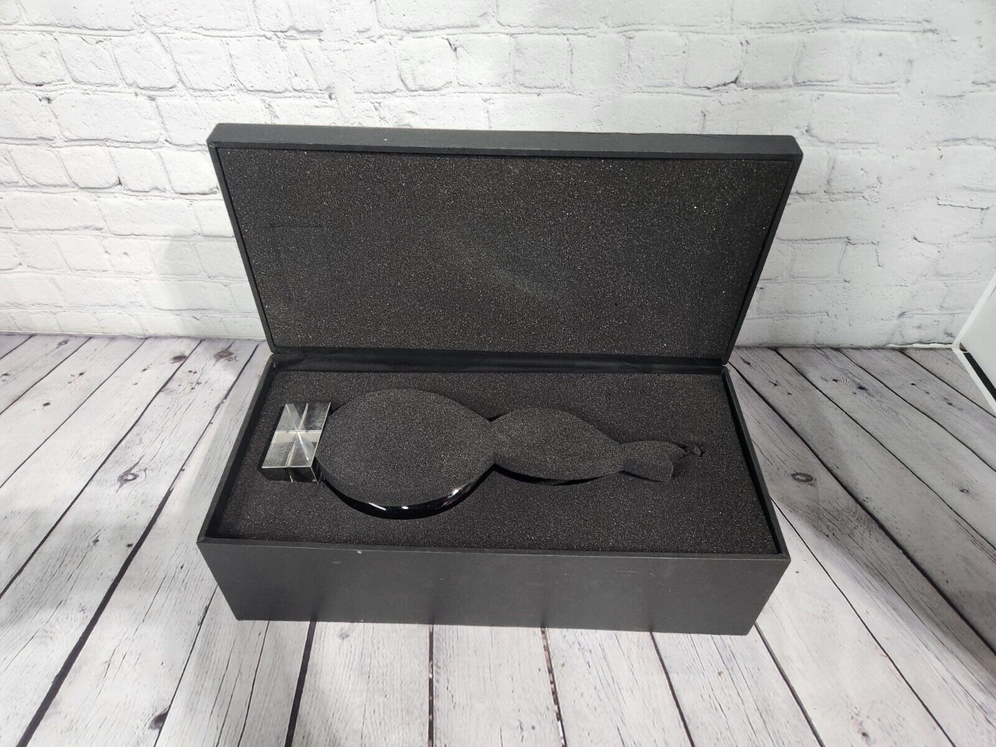 Red & Blue Helix Art Glass Award features a red & blue helix shaped glThis Red & Blue Helix Art Glass Award features a red & blue helix shaped piece of glass mounted on a clear glass base for personalization.This stunning VintaChas Vintage ShopRed & Blue Helix Art Glass Award features