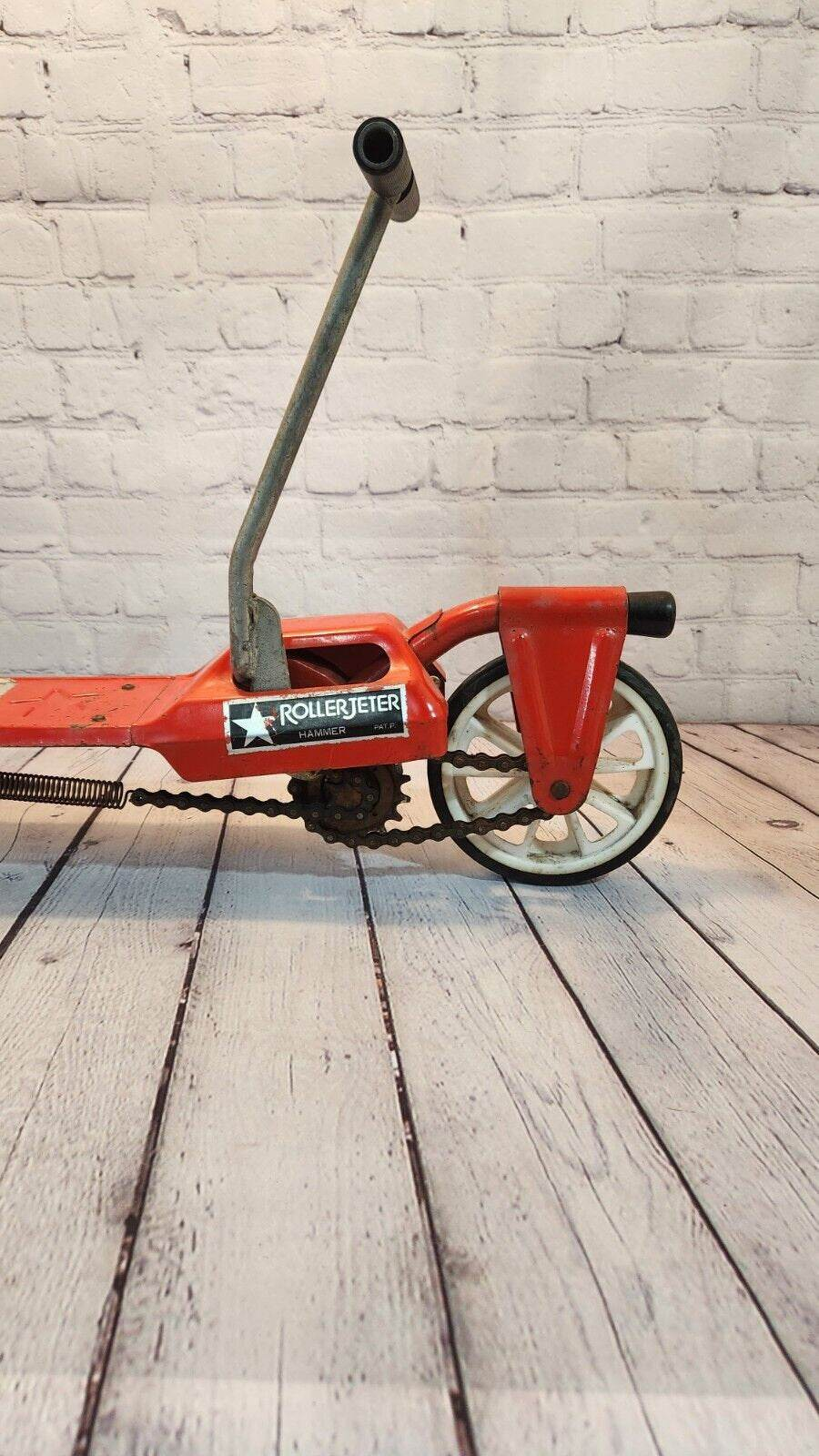 Vintage 1960s roller jeter hammer child’s red kick and go scooter madVintage 1960s Roller Jeter Hammer Child's red kick and go Scooter made in Japan. This classic scooter is a perfect addition to any collection or a great gift for a cChas Vintage ShopVintage 1960s roller jeter hammer child’