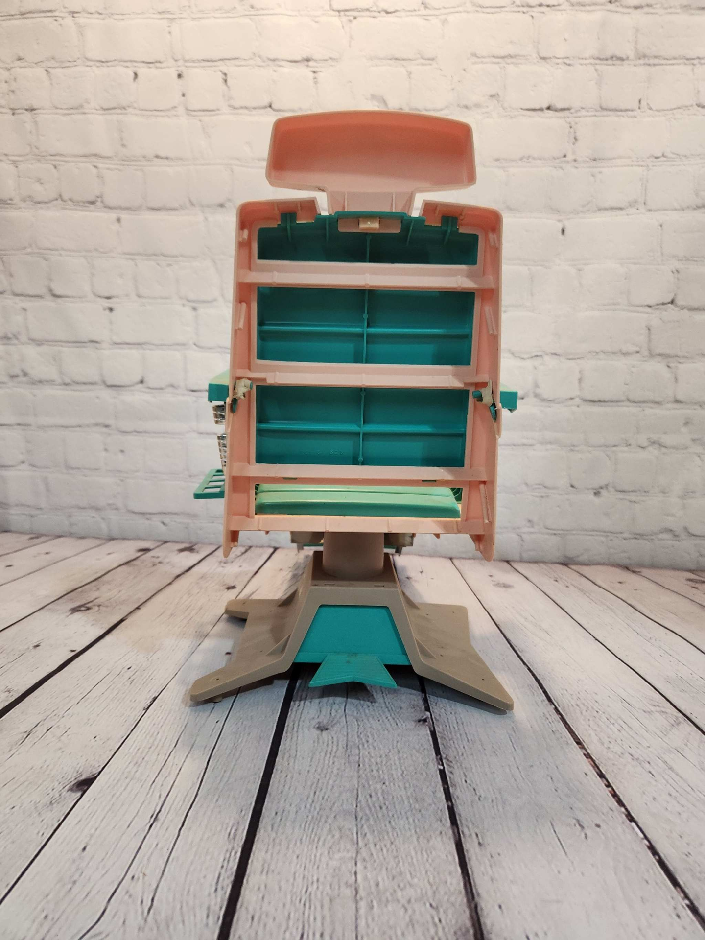 Deluxe miss beauty parlor chair for large doll hair salon 1960s vintagDeluxe Reading Miss Beauty Parlor Chair for large doll Hair saloon 1960s Vintagebeauty salon chair for large doll
Pink & aqua hard plastic beauty parlor chair isChas Vintage Shoplarge doll hair salon 1960s vintage beauty salon chair