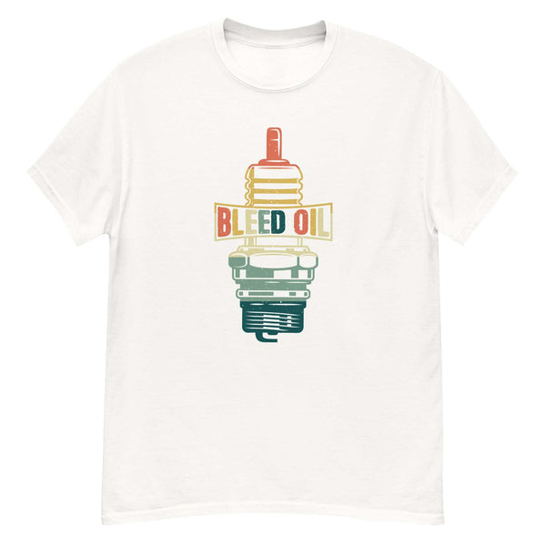 Bleed Oil Sparkplug classic teeThe 100% cotton men's classic tee will help you land a more structured look. It sits nicely, maintains sharp lines around the edges, and goes perfectly with layered Chas Vintage ShopBleed Oil Sparkplug classic tee