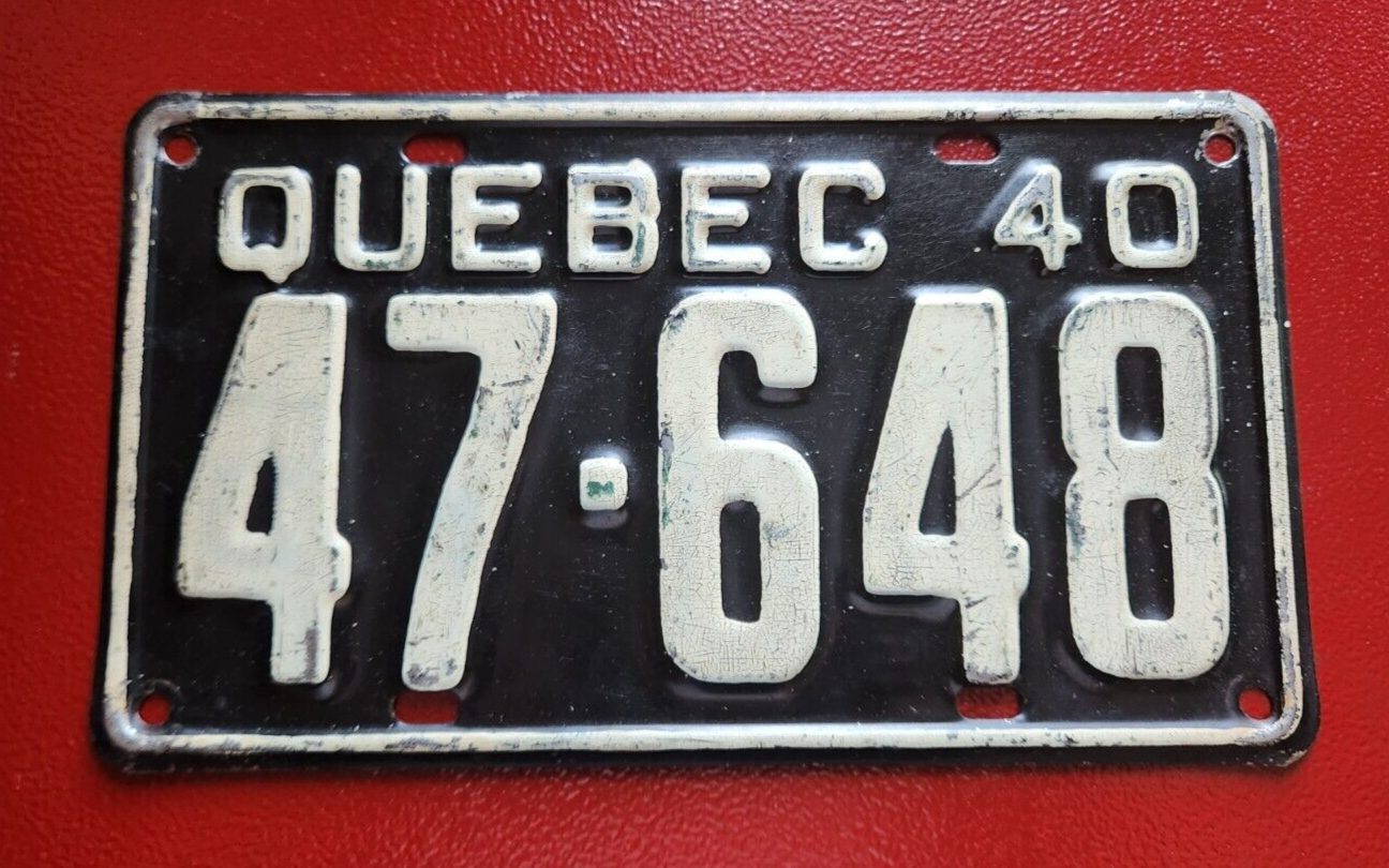 1940 Quebec licence plate - Vintage licence plate Vintage Quebec plate1940 Quebec Licence plate. 5 letter plate - lower number plate were issuedNO rustNumbers were touched up (shown in picture) but it was done a long time ago it aged bChas Vintage Shop1940 Quebec licence plate - Vintage licence plate Vintage Quebec plate