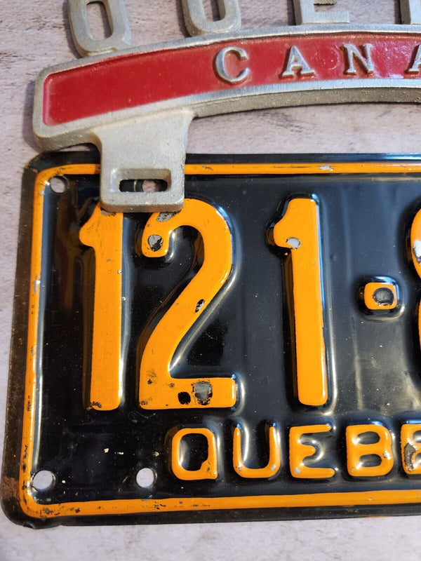 Vintage QUEBEC CANADA License Plate Topper  new old stock never been oVintage License Plate Topper Quebec Canada  License Plate Topper new old stockThis fine exemple of a vintage topper was made in the 1940's in Montreal by Farrell ManChas Vintage ShopVintage QUEBEC CANADA License Plate Topper