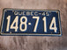 1945 Quebec licence plate. Vintage Quebec licence plate . Repaint1945 Quebec licence plate. Vintage Quebec licence plate . Repainted by a pro. Plate is flat and present very wellChas Vintage Shop1945 Quebec licence plate