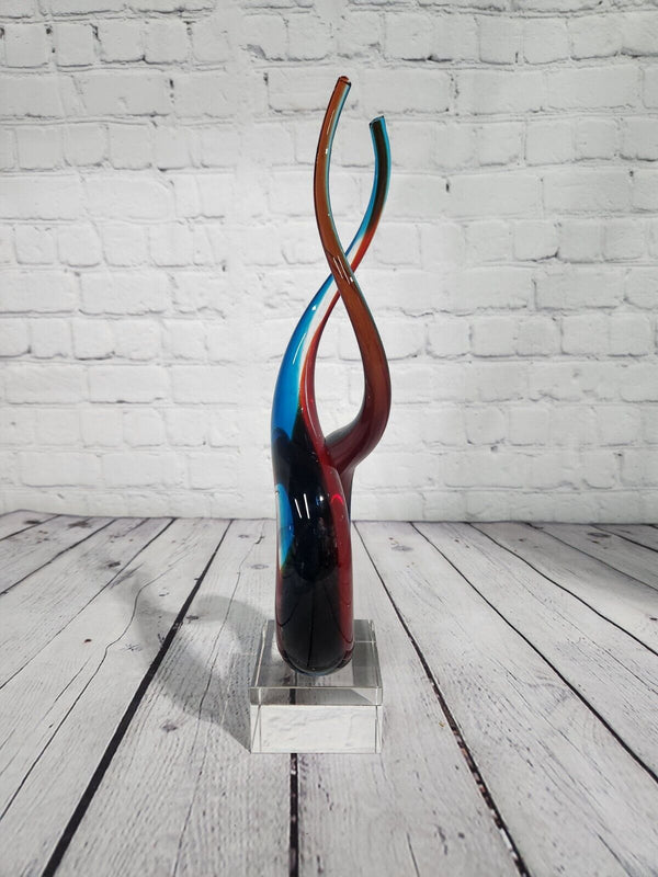 Red & Blue Helix Art Glass Award features a red & blue helix shaped glThis Red & Blue Helix Art Glass Award features a red & blue helix shaped piece of glass mounted on a clear glass base for personalization.This stunning VintaChas Vintage ShopRed & Blue Helix Art Glass Award features