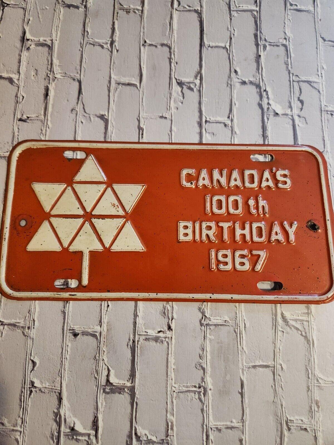 1967 canada centennial commemorative licente plate - 1967 canada boost1967 Canada centennial commemorative licente plate - 1967 Canada booster plateThis Canada 100th birthday plate is rare and in good conditionBeing a used on a car booChas Vintage Shop1967 canada centennial commemorative licente plate - 1967 canada booster plate