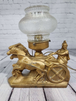 Vintage 30's 40's  3-horses chariot & centurion spelter lampVintage 1930's 0r 1940’s 3-Horse Chariot &amp; Centurion Spelter Pull String DeskArt Deco desk lamp bronze gold - VTG desk lamp - - art deco lamp 1940'sIn excellent Chas Vintage ShopVintage 30'