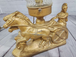 Vintage 30's 40's  3-horses chariot & centurion spelter lampVintage 1930's 0r 1940’s 3-Horse Chariot &amp; Centurion Spelter Pull String DeskArt Deco desk lamp bronze gold - VTG desk lamp - - art deco lamp 1940'sIn excellent Chas Vintage ShopVintage 30'