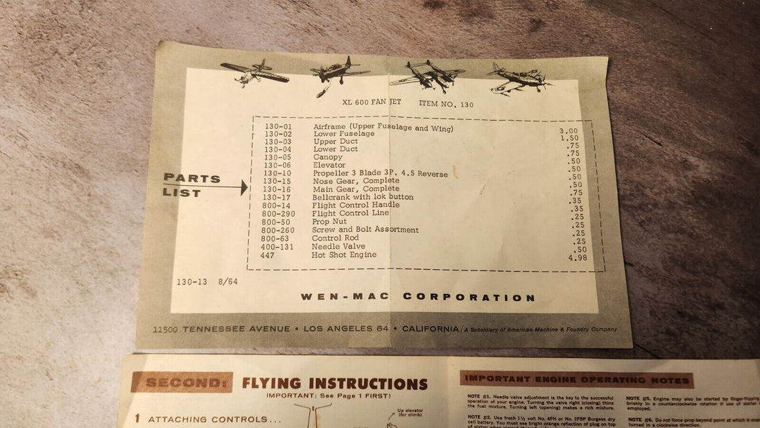 1960's Wen Mac XL 600 fan jet AMF WEN MAC XL600 FAN-JET GAS POWERED teUNIQUE AND VERY RARE ITEM !This vintage 1960's Wen Mac XL 600 fan jet is the perfect collectible item for aviation enthusiasts. Made in the USA, this gas-powered tetChas Vintage Shop1960'