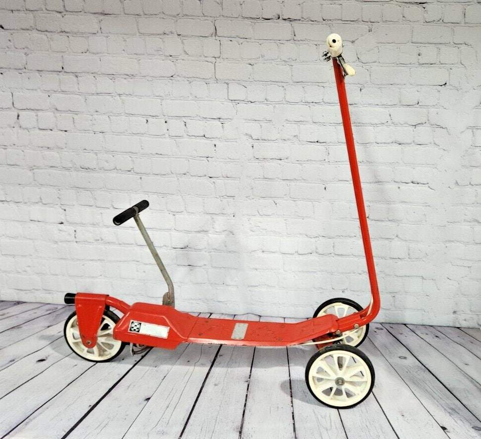 Vintage 1960s roller jeter hammer child’s red kick and go scooter  madVintage 1960s Roller Jeter Hammer Child's red kick and go Scooter made in Japan. This classic scooter is a perfect addition to any collection or a great gift for a cChas Vintage ShopVintage 1960s roller jeter hammer child’