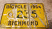 1964 quebec licence plate  vintage 1964 quebec  bicycle richmond  liceVintage 1964 Quebec bicycle licence plate featuring the city of Richmond. This very rare piece of bicycle history in Quebec is perfect for collectors and enthusiastsChas Vintage Shop1964 quebec licence plate vintage 1964 quebec bicycle richmond licence plate