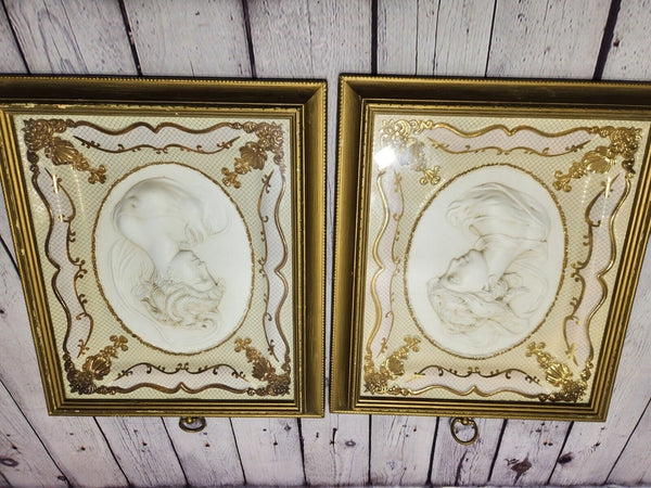 Vintage east and west wind lady pair of cameo portraits made by truartVintage East and West Wind Lady Cameo 3D Portraits. Dimensions are 14 x 12 inches. Sold as a PAIR These beautiful cameo portraits are a rare find. They are garanteedChas Vintage Shopwest wind lady pair