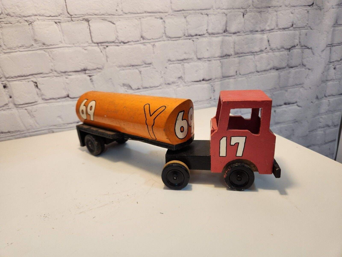 Vintage hand made toy truck  wood tanker toy truck  vintage handcrafteThis vintage dump truck is a unique find for any collector or lover of handcrafted toys. Made of wood and metal and recycle parts this truck was hand made in Canada Chas Vintage ShopVintage hand made toy truck wood tanker toy truck vintage handcrafted toys