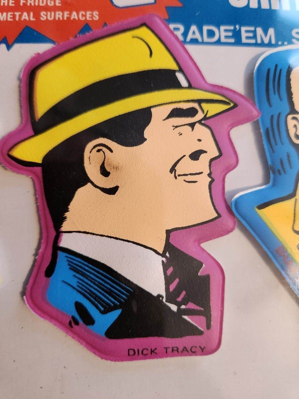 Dick  tracy sealed vintage magnetic tv & cartoon pals puffy stickers aAdd some vintage flair to your collection with these sealed Dick Tracy Magnetic TV & Cartoon Pals puffy stickers and display. This Hong Kong-made set features thChas Vintage ShopDick tracy sealed vintage magnetic tv & cartoon pals puffy stickers