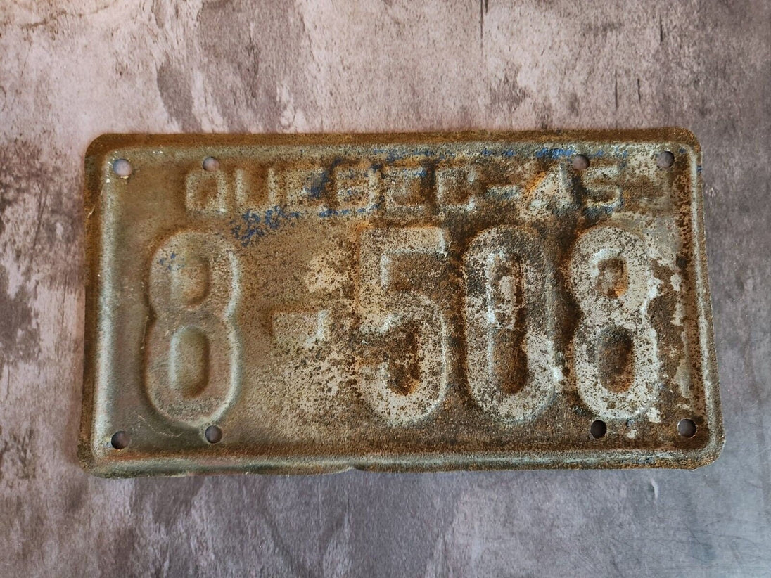 1945 quebec car licence plate  vintage quebec 1945 licence plate nice Vintage 1945 Quebec car licence plate with a beautiful patina. This smaller size plate has a desirable and less common low numberThis collectible item is a piece of Chas Vintage Shop1945 quebec car licence plate vintage quebec 1945 licence plate nice patina