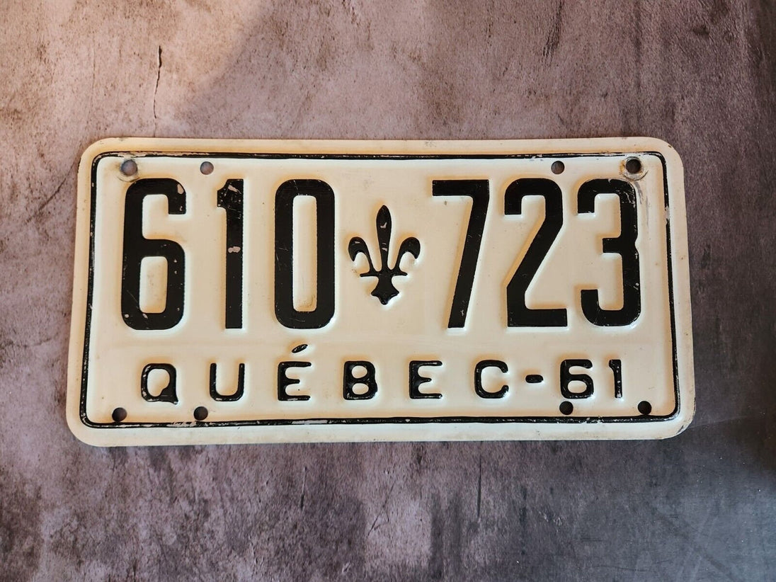 1961 quebec car licence plate vintage quebec car licence plateVintage 1961 Quebec car licence plate in excellent condition. 
 
This original Quebec licence plate is a rare find and a perfect addition to any collector's collectiChas Vintage Shop1961 quebec car licence plate vintage quebec car licence plate