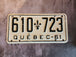 1961 quebec car licence plate vintage quebec car licence plateVintage 1961 Quebec car licence plate in excellent condition. 
 
This original Quebec licence plate is a rare find and a perfect addition to any collector's collectiChas Vintage Shop1961 quebec car licence plate vintage quebec car licence plate