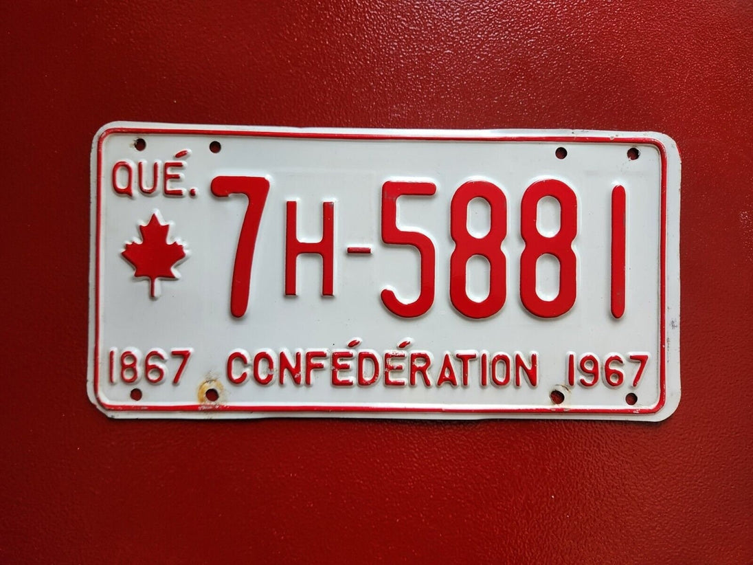 1967 quebec car licence plate quebec vintage 1967 licence plate - confVintage 1967 Quebec licence plate featuring the Confederation commemorationThis authentic piece of Canadian automobilia is a must-have for any collector or history bChas Vintage Shop1967 quebec car licence plate quebec vintage 1967 licence plate - confederation