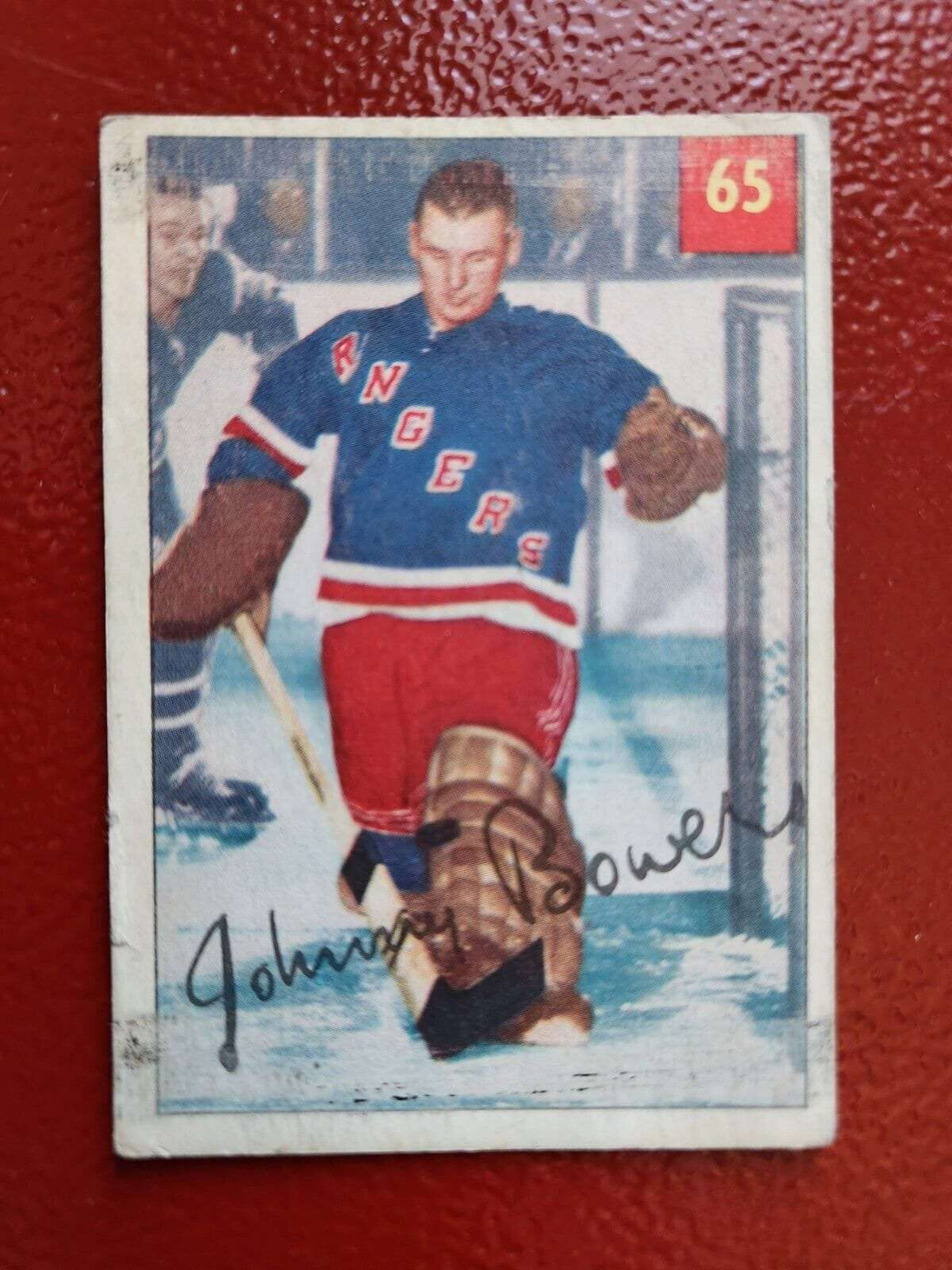 Johnny bower 1954-55 parkhurst #65 rookie- lucky premium card backThis fine exemple of a Johnny Bower rookie card is in very good condition.Features the lucky premium card back that was only available in Canada and in limited numbeChas Vintage ShopJohnny bower 1954-55 parkhurst #65 rookie- lucky premium card back