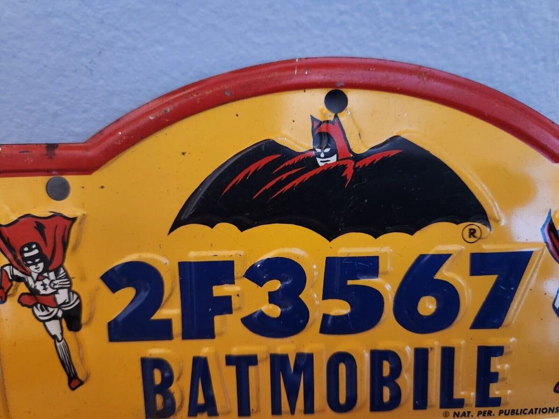 Original 1966 batman nat. publications batmobile bicycle license plateOriginal Batman licence plate for a bicycleMeasure 7.5 in X 4 inCool piece from original Batman TV seriesGreat survivor conditionChas Vintage Shoppublications batmobile bicycle license plate 2f3567