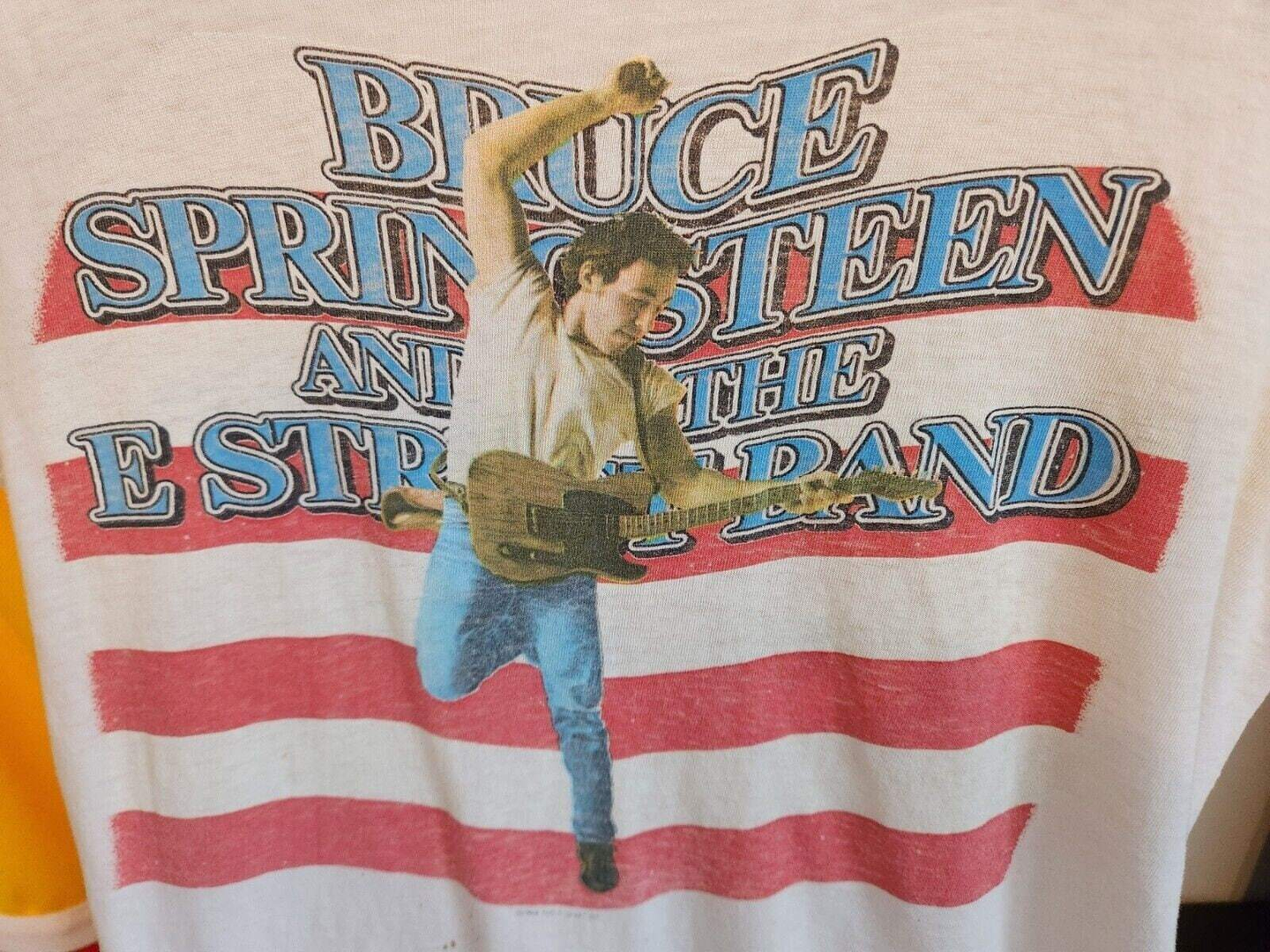 Bruce springsteen t shirt + show ticket from the  born in the usa 84-8BORN IN THE USA TOUR Memorabilia T-shirt AND concert ticket !Bruce Springsteen T shirt and ticket from the Born in he the USA 84-85 tour I bought this new at Bruce sChas Vintage Shopshirt + show ticket