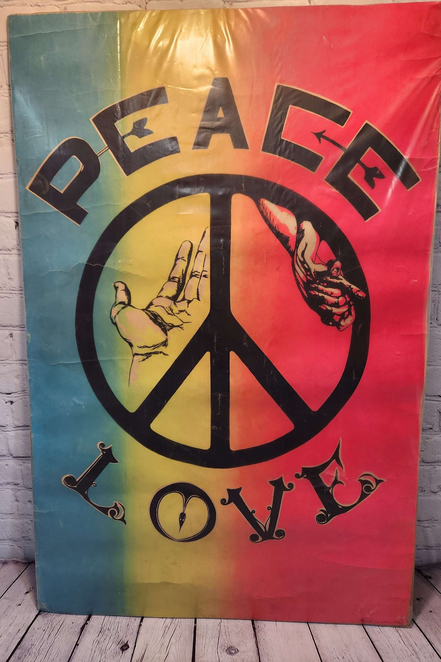 Original 1960's vintage peace and love large poster sign by steven wilVtg 60s Peace and Love Blacklight Hippie Pop Art Boho CaliforniaHippie rare and collectable pieceOriginal 1960's Vintage Peace and love large poster sign by Steven WChas Vintage Shopsteven williams hippie vintage poster vintage psychedelic poster