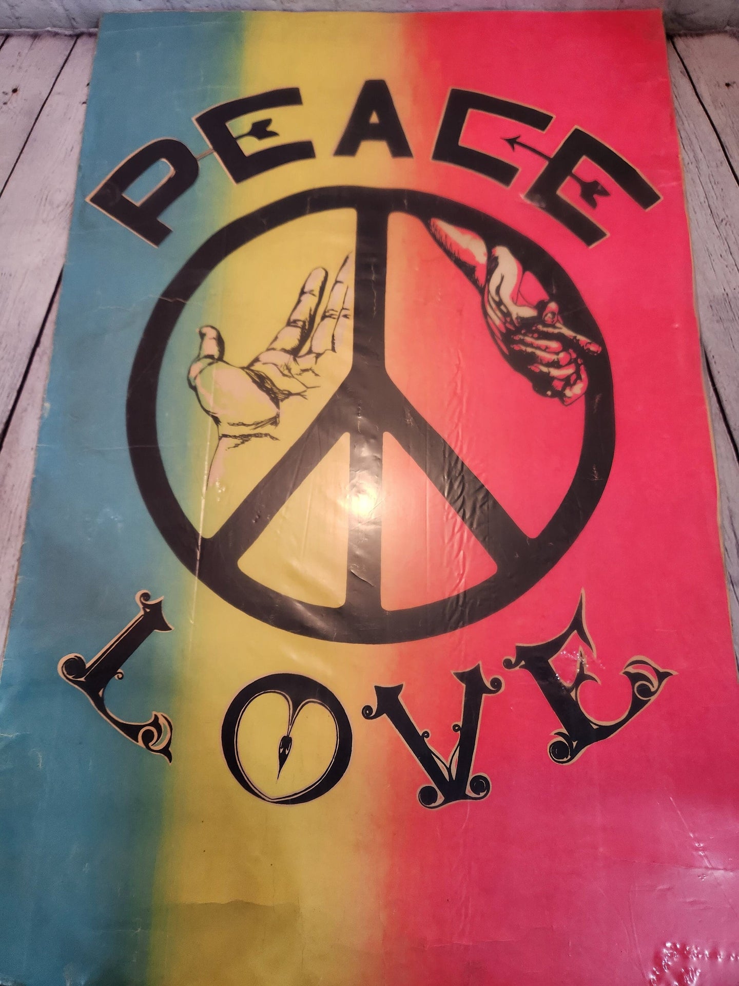 Original 1960's vintage peace and love large poster sign by steven wilVtg 60s Peace and Love Blacklight Hippie Pop Art Boho CaliforniaHippie rare and collectable pieceOriginal 1960's Vintage Peace and love large poster sign by Steven WChas Vintage Shopsteven williams hippie vintage poster vintage psychedelic poster