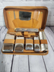 Vintage mens grooming toiletry set complete mens vintagetoiletry bag nVintage Mens Grooming Toiletry Set Complete emns vintageToiletry Bag NEVER USEDThis complete set has never been used as shown.Made of leather outsideInside Some leatChas Vintage ShopVintage mens grooming toiletry set complete mens vintagetoiletry bag