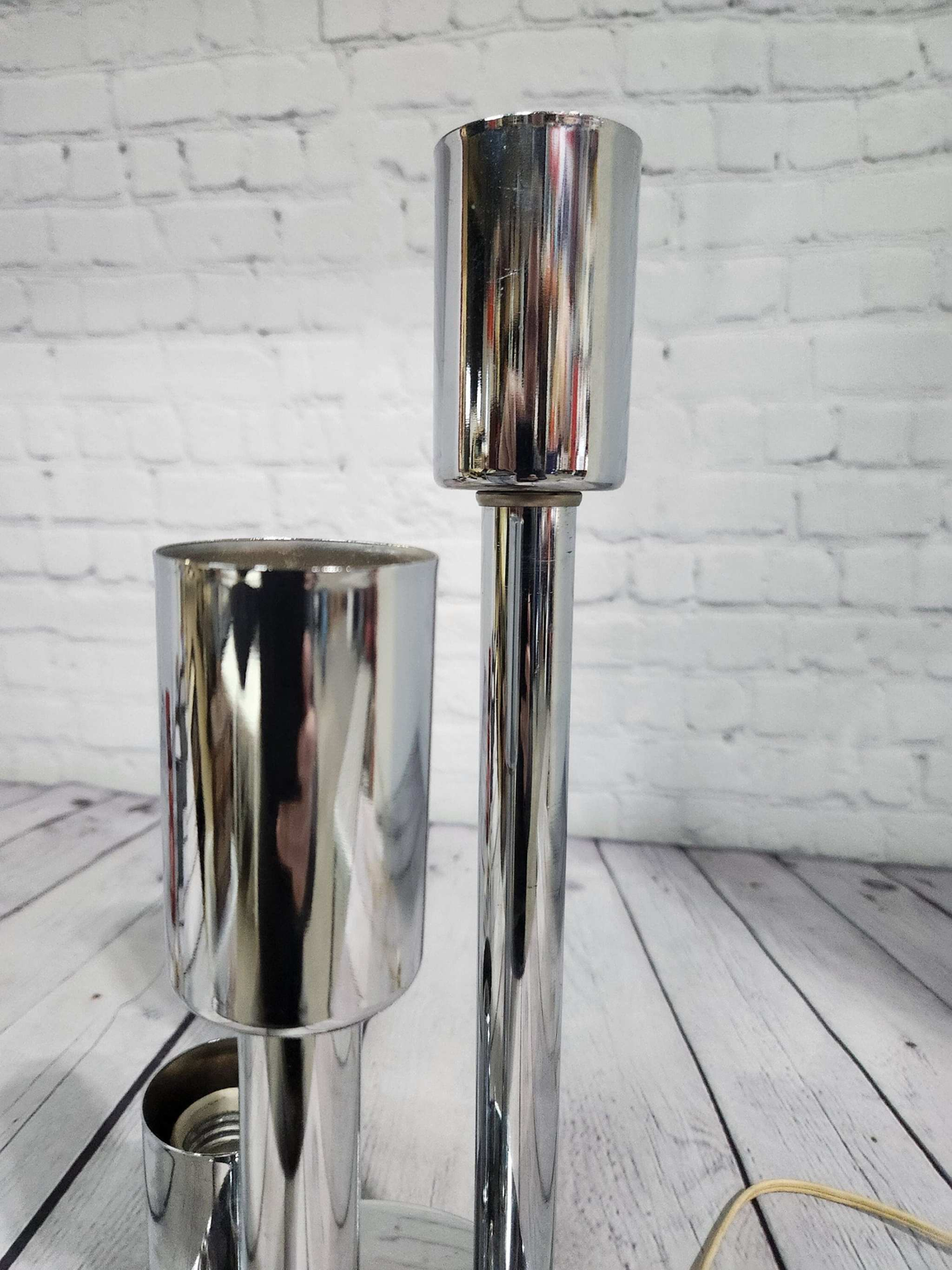 Italian design lamp 60's 70's mid century modern tri bulb chrome lamp ITALIAN DESIGN lamp 60's 70's Mid century Modern tri bulb chrome lamp Spage agechrome lamp - Spage age VTG 3 bulb tubular lampThis Italian desing lamp lamp is workinChas Vintage Shopmid century modern tri bulb chrome lamp spage age chrome lamp - spage age vtg 3 bulb tubular lamp