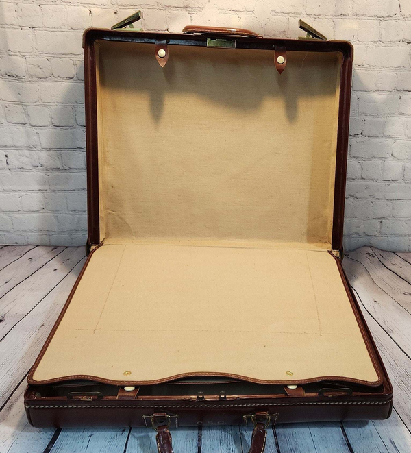 Vintage brown leather suitecase smaller  size vintage suitcase  mid ceVintage brown leather suitecase SMALLER size of a set of 3 vintage suitcases Mid Century suitecase with protective canvas. Canada Cowhide vintage suitcaseThis vintagChas Vintage ShopVintage brown leather suitecase smaller size vintage suitcase mid century suitecase / protective canvas