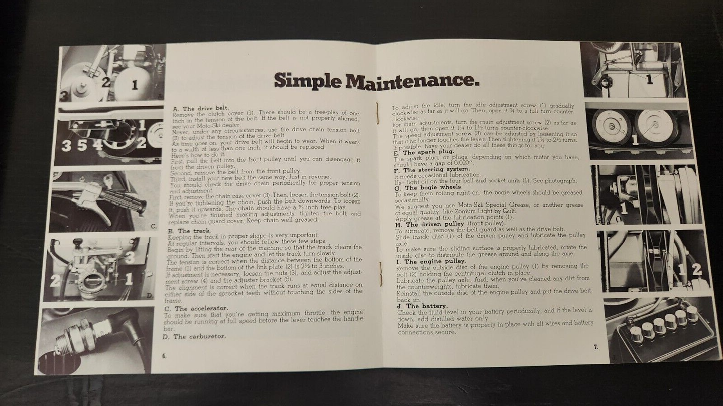 Your 1971 Moto Ski vintage snowmobile booklet  7,5 in X 7,5 in 13 pageGet your hands on this Moto SKI vintage snowmobile booklet from 1971! This 13-page booklet, measuring 7.5 inches by 7.5 inches, is a collector's item for any transpoChas Vintage Shop1971 Moto Ski vintage snowmobile booklet 7,5